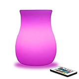 Mr。Go 6-inch RGB変光LED Glowing花瓶フラワーポットW /リモート、調光機能付きLEDランプ充電式ナイトライトムード照明子供ベッドルームリビングダイニングバーテーブルパーティー