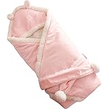 (ディーコッテ) D'Kotte ベビー ふわふわ ボア フリース 耳付き フード おくるみ 肉厚 モコモコ あったか 素材 赤ちゃん ベルト 付き アフガン ブランケット スリーパー 寝かしつけ お