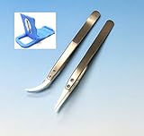 セラミックFine Pointed Tipと曲線ヒントステンレススチールセラミックピンセット耐熱性帯電防止anticorrosion Antimagnetic RDA / RTA ( 2個入り) + 