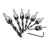 Yakamoz 7pcs HSS Countersink Drill Bits Set Screw Woodworking Chamfer Tool, 3-10mm by Yakamoz