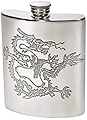 Wentworth Pewter- Chinese Dragon Pewter Kidney Flask,Hip Flask, Spirit Flask, 6oz capacity, Dragon design