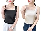 [Sharphon] 2枚セット サテン キャミソール セクシー タンクトップ インナー キャミ ブラ紐隠し トップス