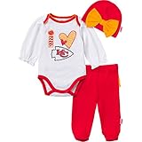 NFL Kansas City Chiefs Baby GirlボディスーツFooted、パンツとキャップセット レッド