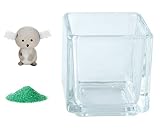 花市場直送便 ミニチュアガラス コアラ グレー & カラーサンド グリーン & 植え込み用グラス ニューブロックS