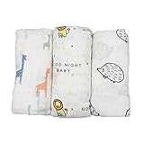 INSST ガーゼ おくるみ 新生児 3枚セット スワドル ブランケット 動物柄 サイズ:120×120cm