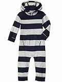 ＧＡＰ（ギャップ）baby GAP フード付き ボーダー カバーオール リブ付き（ネイビー×グレー）【月齢：3ヶ月～1歳半】（並行輸入品） (6-12M（6ヶ月～12ヶ月）, ネイビー×グレー)