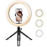 LEDリングライト - YCADEN リングライト 26cm/10インチ USBライト 撮影照明用ライト 卓上ライト 三脚スタンド付き 高輝
