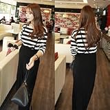 【授乳服 ワンピース 】袖丈が選べる！サスペンダー風 ボーダーT＋ロングスカート 授乳服ワンピース onepiece 授乳ウェア 【pin25287】