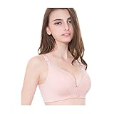 Cozy Maker（C&M）マタニティブラジャー ハーフトップ ノンワイヤー 授乳 ブラ 前開き 出産準備品 授乳便利 産前産後兼用 ボタン付き (75C, ピンク)