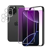 MINIKA【ブルーライトカット】 対応 iPhone16Pro ガラスフィルム 用 ブルーライト ［2枚］ iPhone16Pro 用の カメラフィルム ［2枚］ いPhone16プロ フィルム ブルーライト いphone16Pro 保護フィルム アイフォン16プロ 強化ガラス 画面 保護シート 全面保護 【貼り付け簡単/ガイド枠付き/目に優しい】