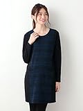 Angeliebe エンジェリーベ マタニティ 授乳口 付 レース プリント ワンピース 妊婦服 授乳服 産前 産後 お呼ばれ 仕事着 S ～ M ネイビー × ブラック
