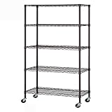 ワイヤーラック D45cmタイプ 棚5段 W121.2×H189cm ブラック