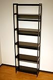 天然パイン材　ダークブラウン　折りたたみ本棚シェルフ 多目的ラック　5段　幅53x高さ157cm