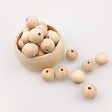 Mamimami Home 歯固め ラウンド ブナ木製ビーズ 染色なし 天然 安全 ビーズ DIY用 幼児玩具 ガラガラ 看護用　カミカミ　おしゃぶりチェーン 噛がため　授乳ネックレス ビーズゼント 