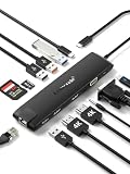 多機能 HDMI2つ LAN ドッキングステーション MST Typec C HUB 13-IN-1 Lemorele USB3.0 ハブ マルチモニター 3画面拡張 4K@30Hz HDM出力/VGA 3.5mmサウンドポート/Type-Cアダプター *2/3.0ポート*2.0/USB A *2 /3.1USB A/10G データ転送/100W PD/TF/MicroSDカードリーダー