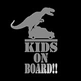 怪獣が乗ってる!? Kids on board カッティング ステッカー シルバー 銀