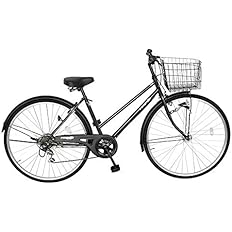 自転車 ママチャリ 27インチ 6段変速ギア LED オートライト ブラック 黒 ラングリッター かご ライト 鍵 標準搭載