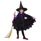 Karchi　 幼児 ハロウィーン　男の子　女の子　 キッズ ベイビー ガールズ ハロウィーン 衣装 コスチュームドレス パーティー クローク+帽子 服 (160, 黒)