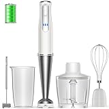 【2024新登場・コードレス ハンドブレンダー】HAGOOGI(ハゴオギ) マルチスティック 離乳食 ブレンダー 充電式 無段階変速 ミキサー 鍋キズ防止 氷も砕ける フードプロセッサー ジューサー 泡立て器 1台7役 調理器具 【ホワイト】