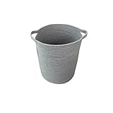 Cotton Rope Storage Baskets with Handles Clothes Hamper Toys Nursery Bins Closet Organisation (Grey)