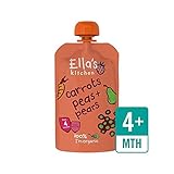 キッチンステージ1ニンジン、エンドウ豆＆梨120グラム (Ella's) (x 4) - Ella's Kitchen Stage 1 Carrots, Peas & Pears 120g (Pack