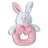 The Petting Zoo Textured Fabric PlushピンクガールズRabbit Baby Rattle
