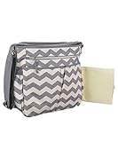 Baby Essentials "Zigzag Vibrations" Diaper Tote Bag with Changing Pad - gray/white, one size by Baby