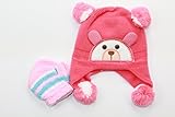 [ELEEJE] 絶対かわいい‼ 幼児用ニット帽 あったか手袋付き (赤A)