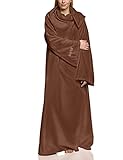 (Brown) - Snug Rug LITE Polar 260gsm Fleece Blanket with Sleeves 150cm x 210cm, Colour: Chocolate Br