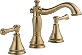 Delta Faucet 3597LF-CZMPU Cassidy Two Handle Wide Spread Lavatory with Metal Pop-Up, Champagne Bronz