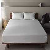 Sleep Tailor ベッドシーツ 麻 100% クイーン 日本製 サイズ リネン ボックスシーツ おしゃれ ベットシーツ 北欧 洗える シーツ スリープテイラー リーノ (クイーン(170×200×30cm), ホワイト) [ST]