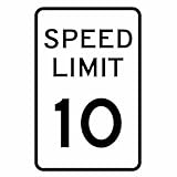 【カッティングステッカー アメリカ スピードリミット10マイル（道路標識） 大判Lサイズ 2枚組 幅約19cm×高約29cm】カラー：黒（ブラック）