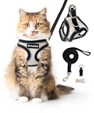 (シリーズ累計2万個突破) Petiam 猫 ハーネス リード 猫用 抜けない ダブルロック リードセット 迷子札付き お散歩セット (ホワイト, M)
