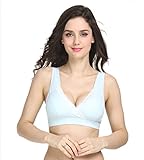 (アクアランド) AQUALAND マタニティブラ ブラジャー クロスオープン ナイトブラ 授乳 産後 産前 妊婦 コットン ママのためのリラックスブラジャー (Ｍサイズ, ブルー)