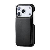 エレコム iPhone 17 Pro ケース カバー ソフトレザー ポリカーボネート 軽量 背面カードポケット 2つのポケット ブラック PM-A25CPLORFBK