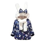 cm-trading 子供 服 ベビー服 アウター コート 女の子 赤ちゃん 新生児 服 ボタン ジャケット 長耳の兎 マフラー付く アウターウェア 蝶結び ダウンジャケット中綿コート フード付き 防