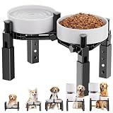 Aystkniet 犬用食器スタンド ダブル 高さ5段階調節（14.7～22.5cm）全犬種対応 中型犬〜大型犬・シニア犬に 滑り止め三脚＋防傾倒設計 静音ストリップ付き 丈夫でお手入れ簡単（ABS樹脂ダブル）※食器（ボウル）別売