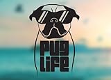 Pug Lifeビニールデカール – 選択サイズ (A) X-Small: 3" ホワイト CV692_White_3"