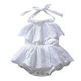 Domybest ベビー服 ロンパース カバーオール 女の子 赤ちゃん 新生児 子供 ノースリーブ 結び 可愛い レース プリンセス コットン 出産祝い プレゼント 超柔らかい カジュアル 普段着 撮