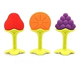 IFfree Baby Fruit Teether Teething Toys Chewable Silicone Teethers with Rings Infant Toddler Teethin