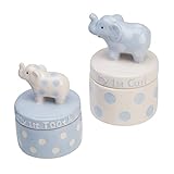 Elegant Baby Ceramic Elephant Tooth and Curl Set, Blue by Elegant Baby