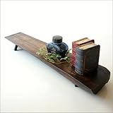 チークトレー 天然木 ディスプレイスタンド インテリアトレイ 木製 無垢 アジアン雑貨 棚 飾り台 シンプルなチークの棚 [tom5587]