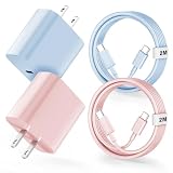 iPhone17 iPhone16 充電器 Type-C 20W PD 急速充電器 [2個セット / 2M C-to-Cケーブル2本] タイプc 充電器 PSE認証済 MFi認証 iPhone 17/17e/16/15/Pro/Max/iPad Pro/AirPods/Galaxy/Xperia等対応 (ブルー+ピンク)