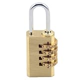 VenTing Solid Brass Luggage Padlock For Lockers,4 Digit Set Your Own Combo Small Combination Lock,In
