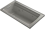 Kohler K-1122-W1-K4 Archer Drop-In Whirlpool Bath Tub with Reversible Drain and Comfort Depth Design