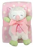 Stephan Baby Sleepy Owl Polka Dot Plush Blanket and 9-inch Plush Owl Gift Set, Pink and White by Ste