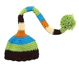 (ビグッド)Bigood ベビー ニット帽子服 着ぐるみ ニット素材制コスチューム 寝相アート 新生児 赤ちゃん 出産祝い ボーダー柄 ボンボン付きのニット帽子 ブラックとブルー