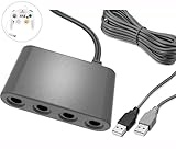 Switch用GCコントローラ変換アダプタ GCコントローラー接続タップ ニンテンドーゲームキューブ コントローラ接続タップ ４ポート Max８人同時にプレイ 大乱闘スマッシュブラザーズ対応 switch/Switch OLED/Wii U/PC用