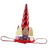 ノーブランド品 全6色 子供 誕生日 パーティー ヘッドドレス ヘアバンド ホーン型 ヘアアクセサリー - レッド