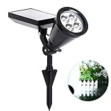 B-right 200 Lumens Solar Powered LED Landscape Spotlight, Cool White, Waterproof Outdoor Wall Lights